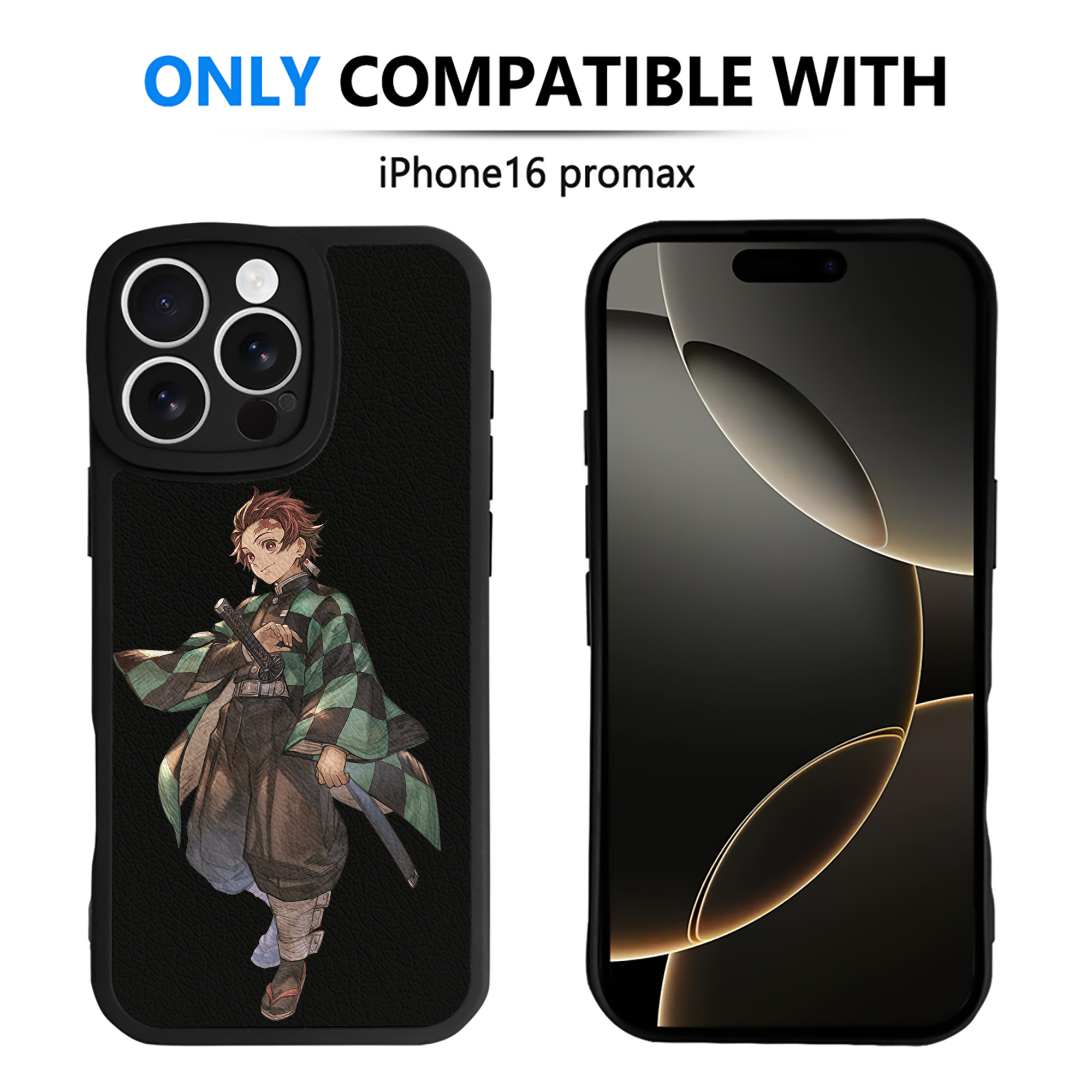 （画像用） 鬼滅の刃 竈門 炭治郎／かまど たんじろう Kamado Tanjirou 【iPhone 16シリーズ対応】シリコンスマホケース（レザー調） 材質：シリコン